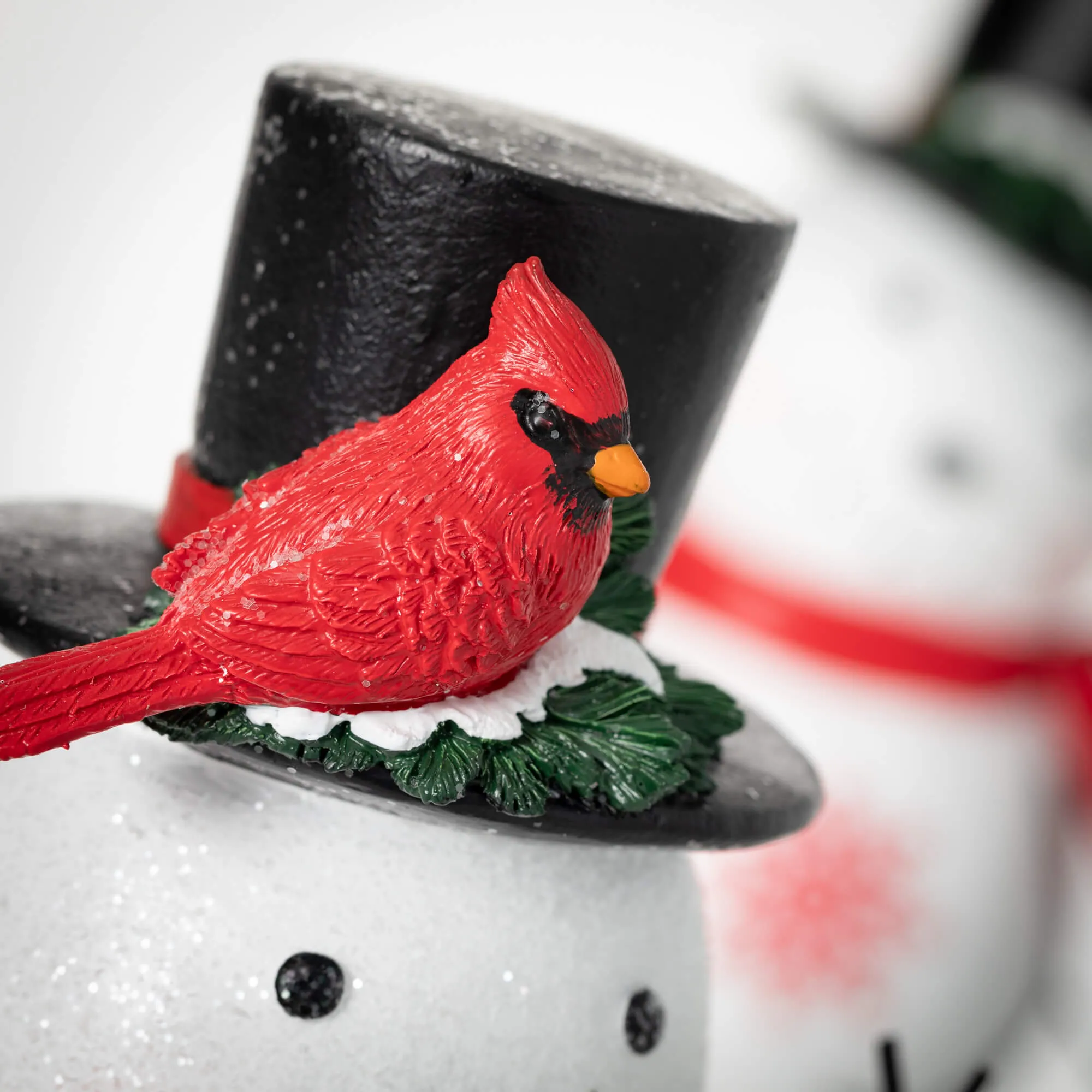 12"H Sullivans Red Cardinal Snowman Figurines - Set of 2, Christmas Decor, Multicolored