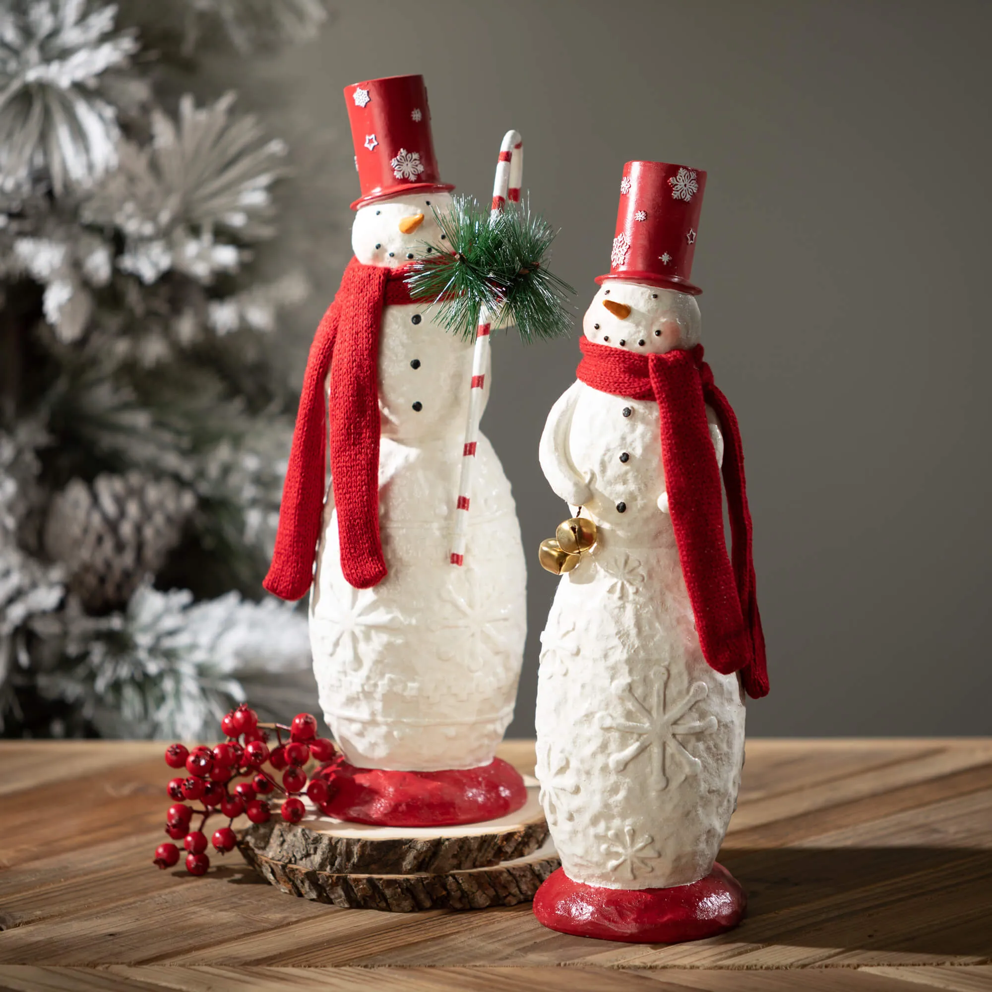 15"H Sullivans Skinny Snowman Christmas Decor - Set of 2, Multicolored