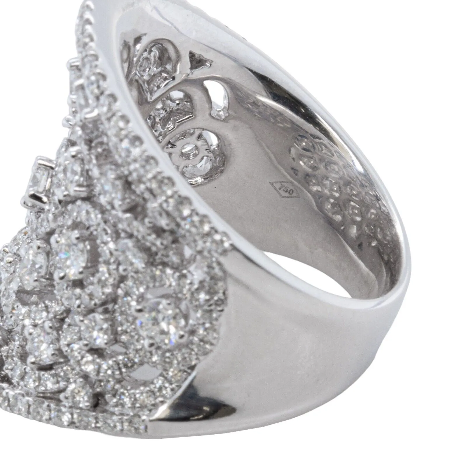 18k White Gold Diamond Open Work Halos Wide Anniversary Ring 5.17ctw F-G VS s6.5