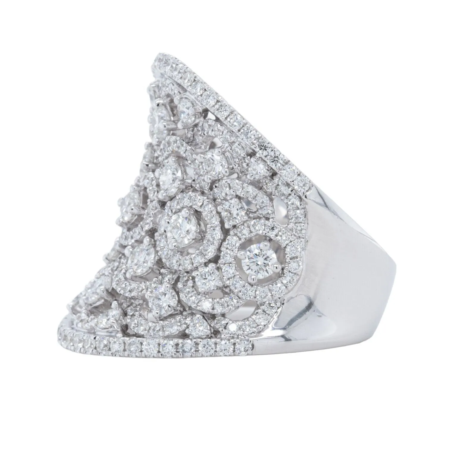 18k White Gold Diamond Open Work Halos Wide Anniversary Ring 5.17ctw F-G VS s6.5
