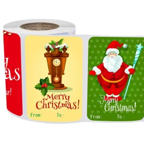 250PCs 6 Designs Square Christmas Label Merry Christmas Gift Stickers tape