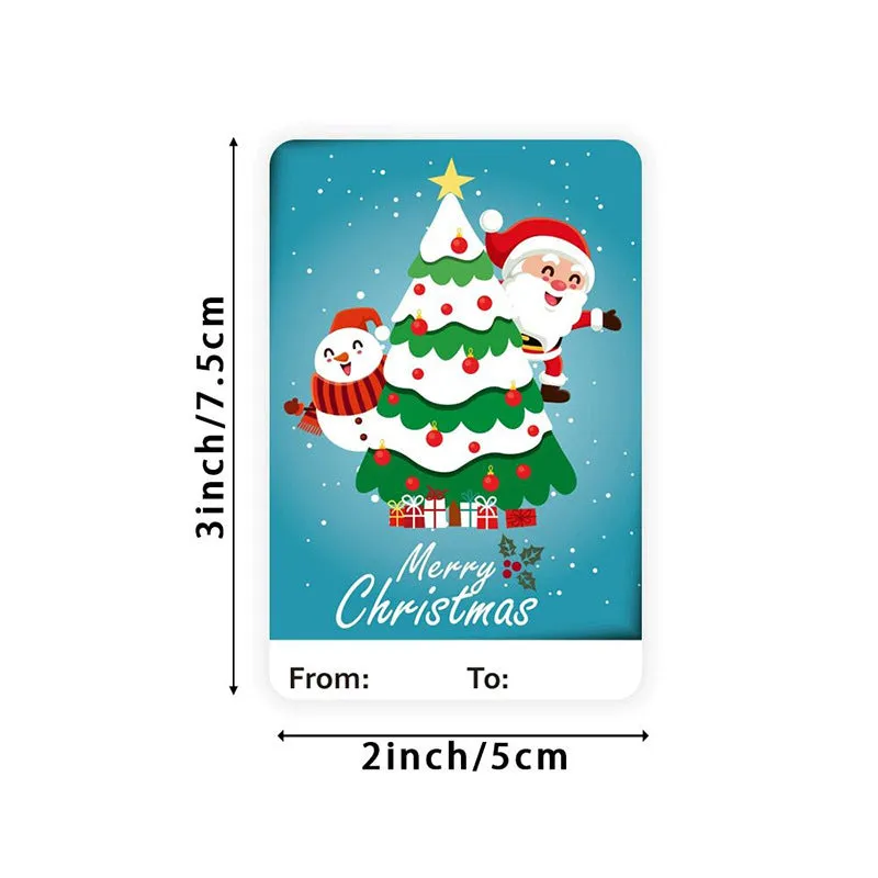 250PCs New 6 Designs Square Merry Christmas Christmas Label Gift Stickers tape