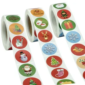 25MM Merry Xmas Christmas Stickers Roll Labels