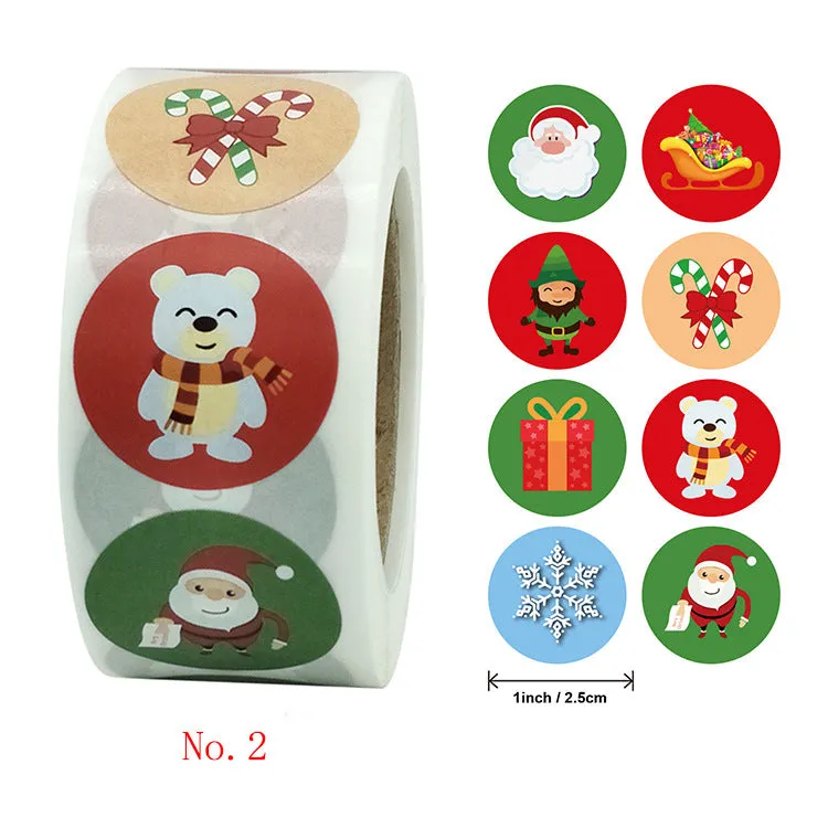 25MM Merry Xmas Christmas Stickers Roll Labels