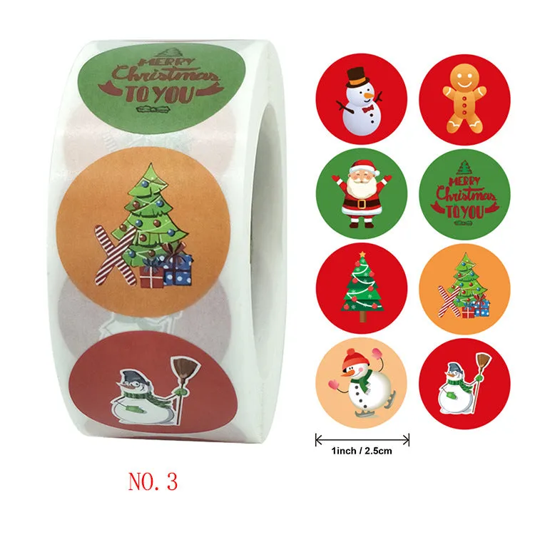 25MM Merry Xmas Christmas Stickers Roll Labels