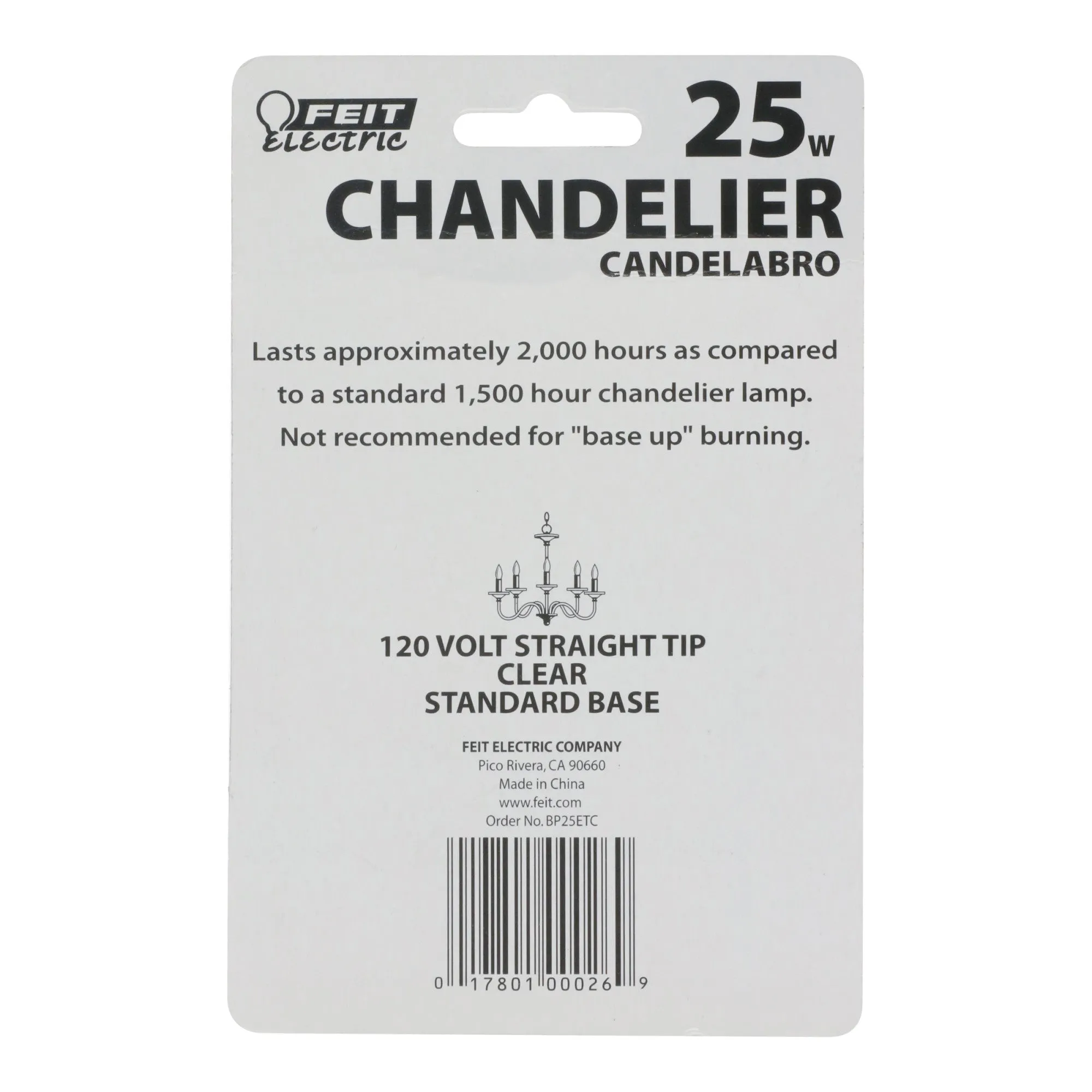 25W Medium Base Clear Torpedo Tip Incandescent