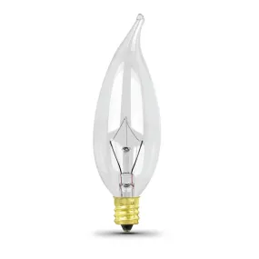 25W Soft White (2700K) E12 Base CA10 Clear Flame Tip Chandelier Dimmable  Incandescent Light Bulb (2-Pack)