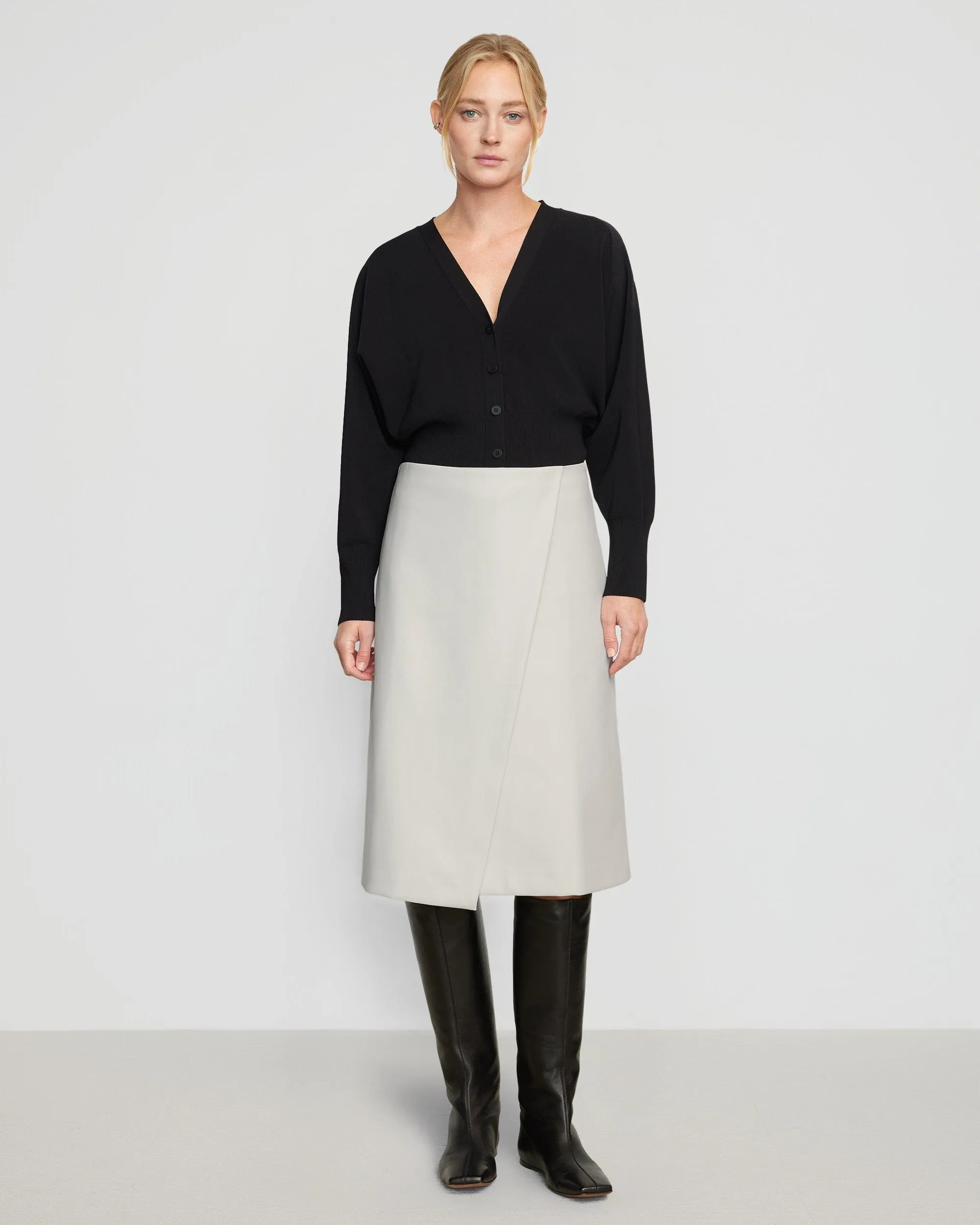 Alba Asymmetric Vegan Leather Skirt
