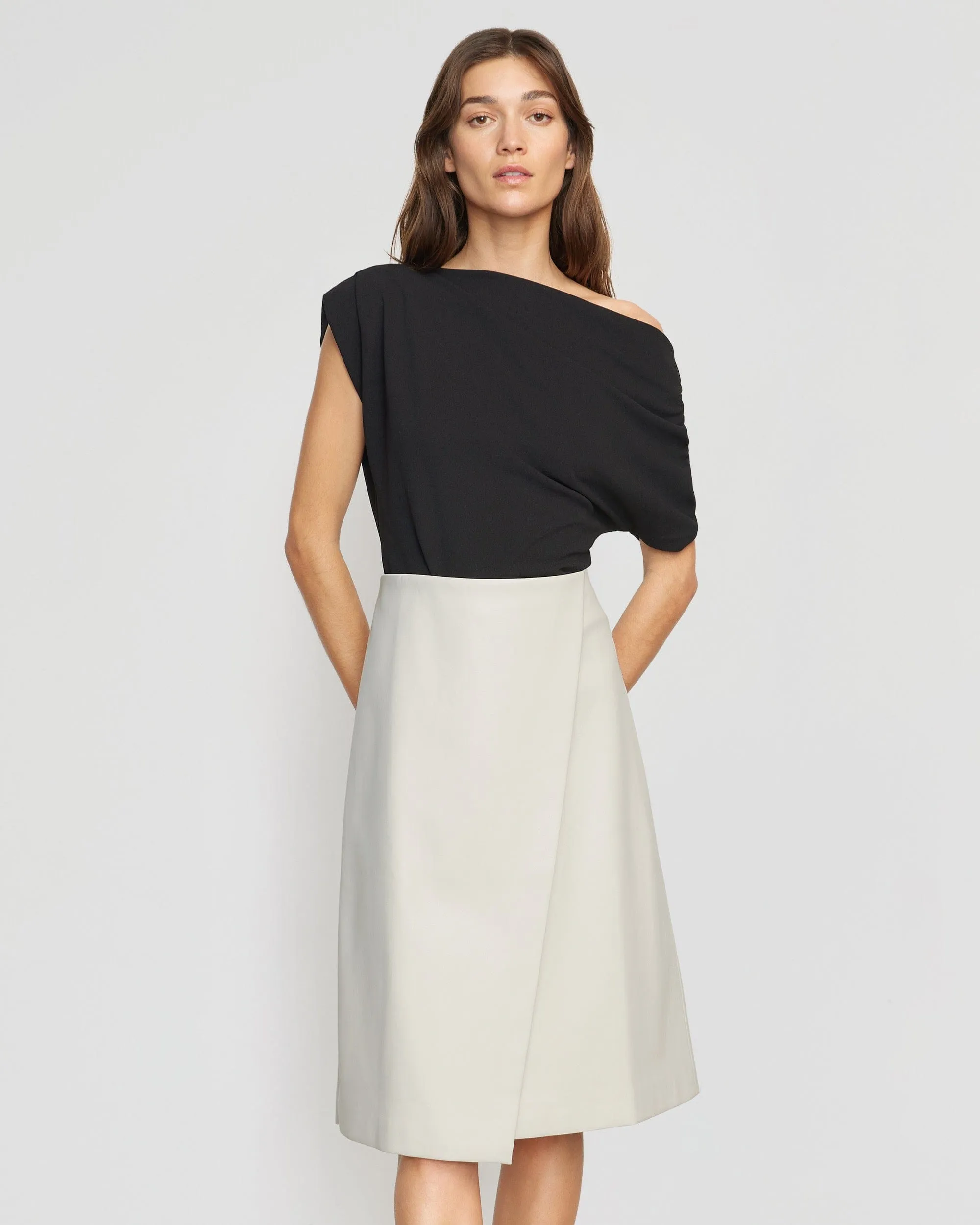Alba Asymmetric Vegan Leather Skirt