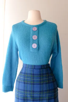 Amazing 1960's Turquoise Pullover Sweater/ Sz M