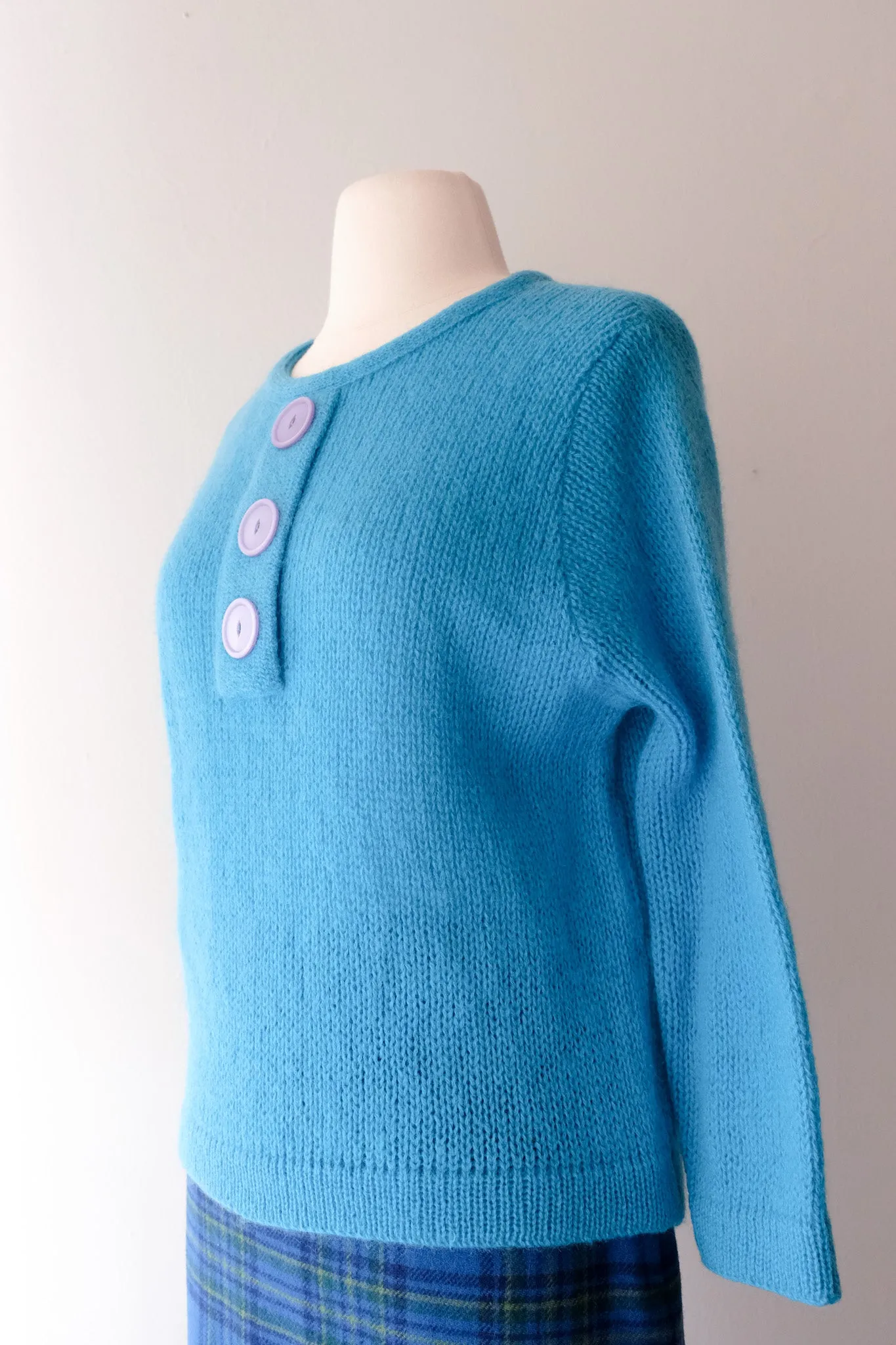 Amazing 1960's Turquoise Pullover Sweater/ Sz M