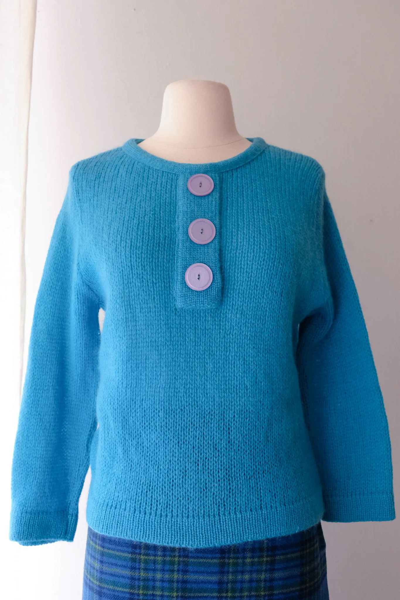 Amazing 1960's Turquoise Pullover Sweater/ Sz M