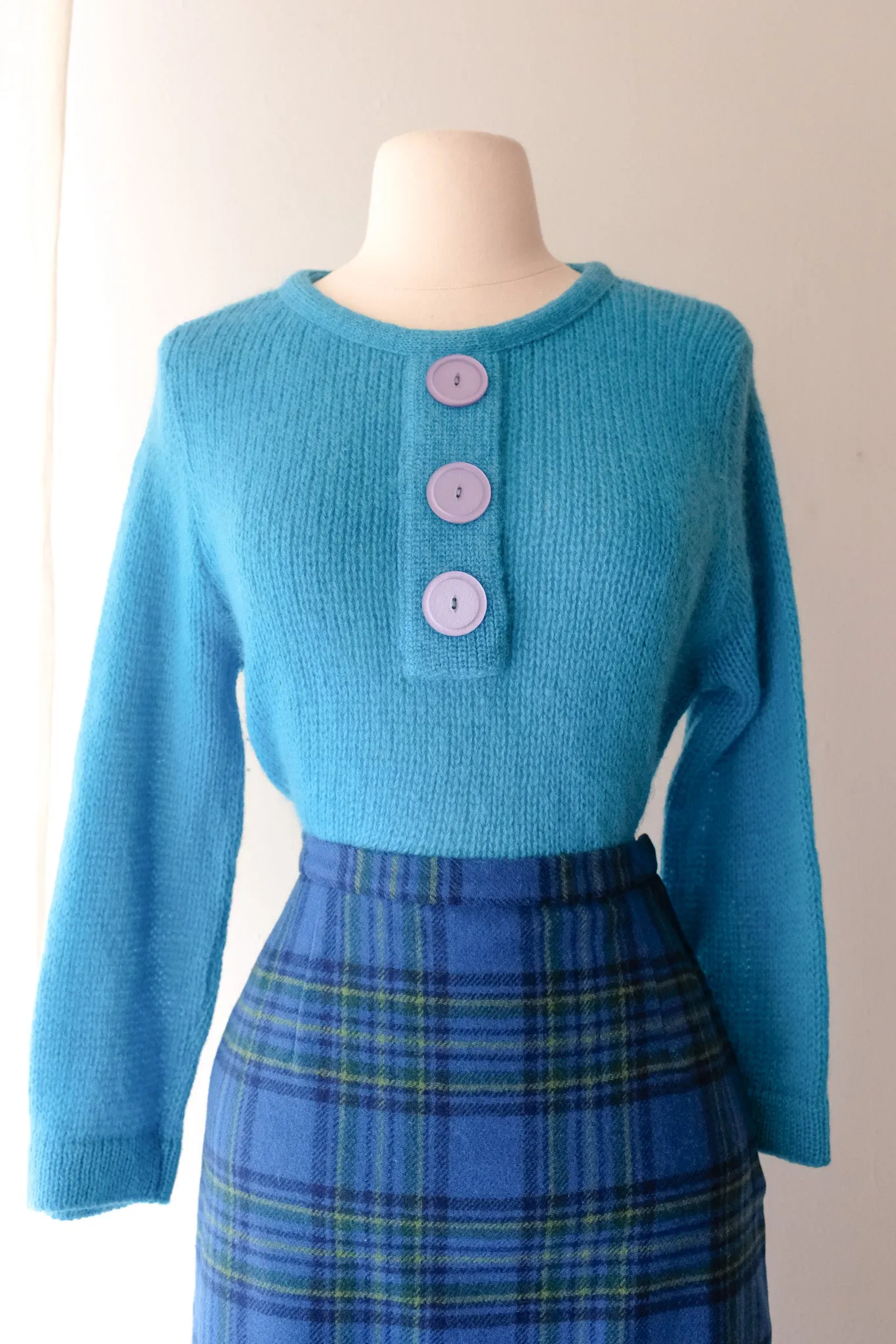 Amazing 1960's Turquoise Pullover Sweater/ Sz M