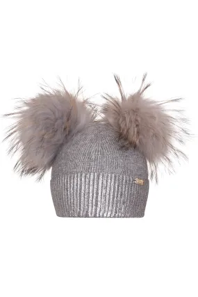 Angora 'Florence'  pompom hat & scarf set / Grey