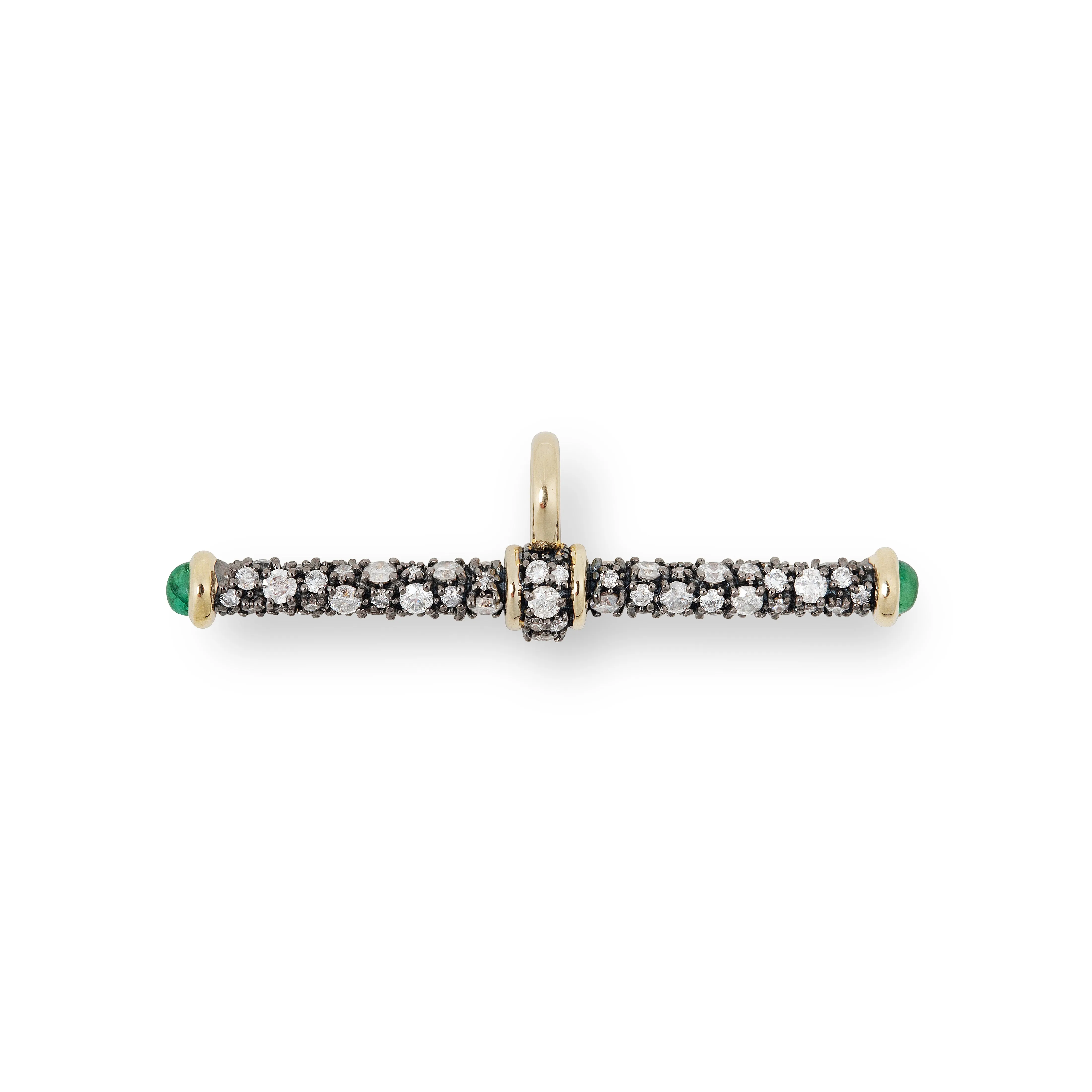 Antique Finish Diamond Pavé T-Bar Pendant