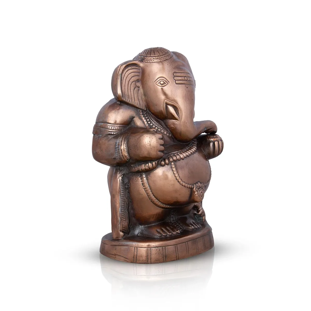 Appu Ganesh Murti - 12 x 7 Inches | Copper Oxidised Ganpati Idol/ Vinayaka Statue for Pooja/ 1.460 Kgs Approx