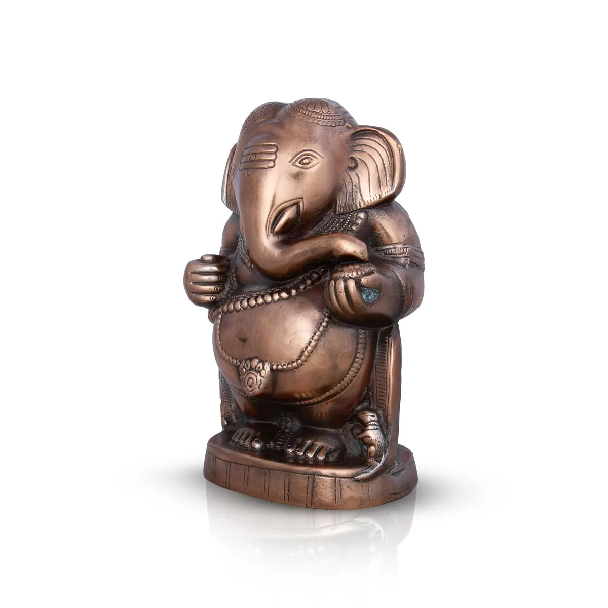 Appu Ganesh Murti - 12 x 7 Inches | Copper Oxidised Ganpati Idol/ Vinayaka Statue for Pooja/ 1.460 Kgs Approx