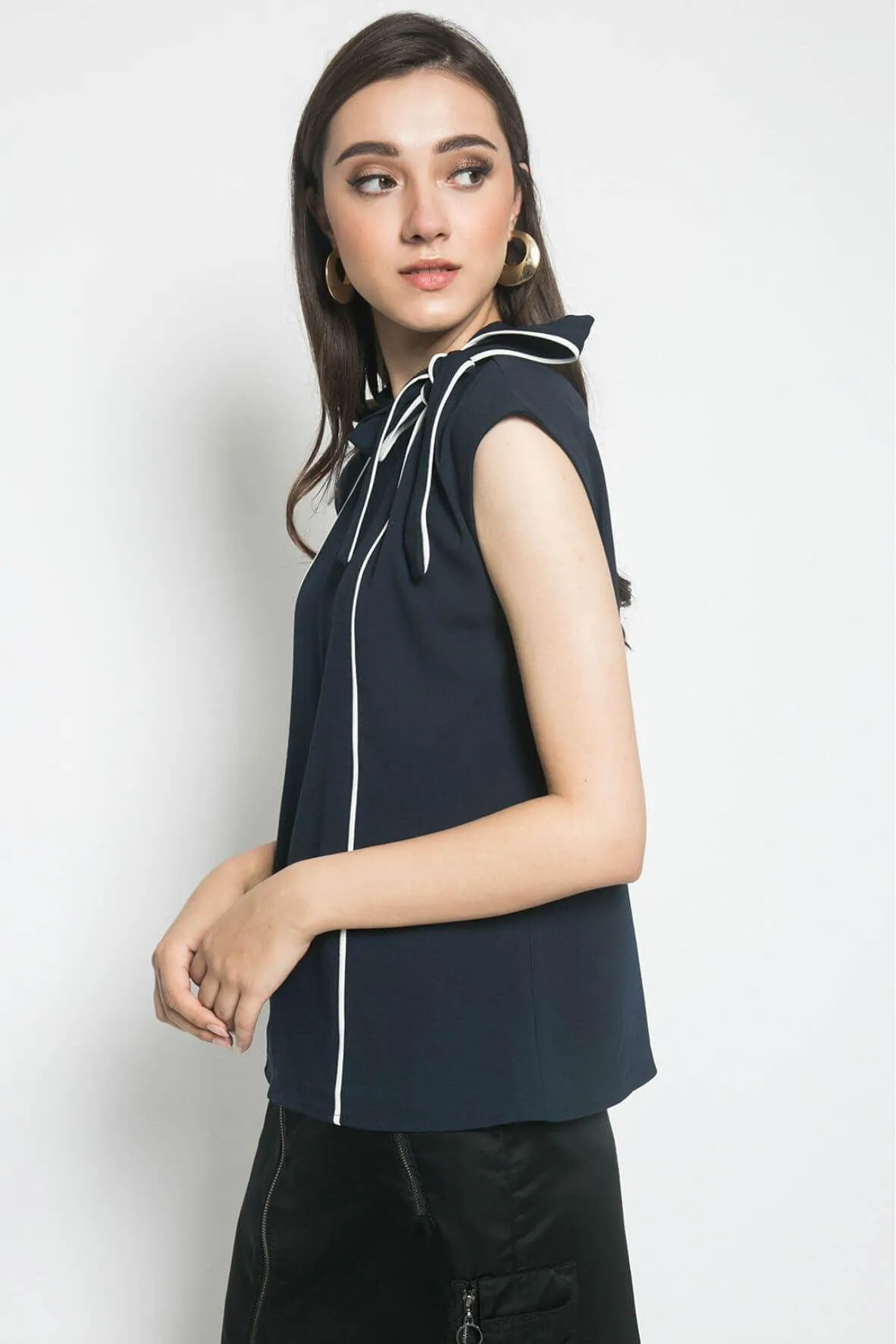 Asymmetric Neck Tie Top