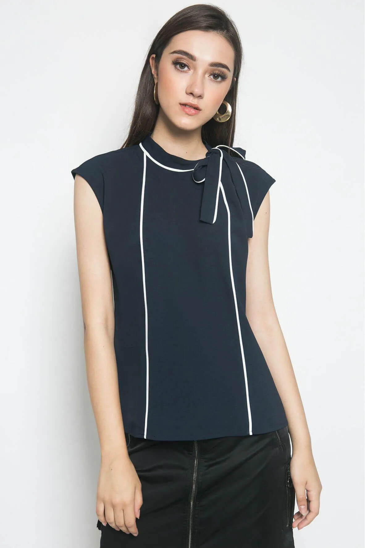 Asymmetric Neck Tie Top