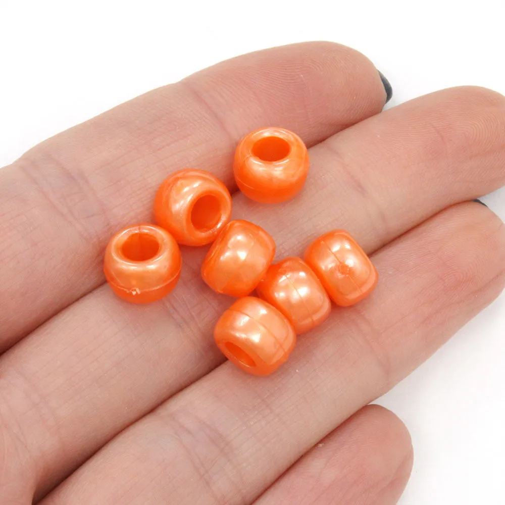 Bath Pearl Orange Plastic Barrel Pony 6x8mm-Pack of 500