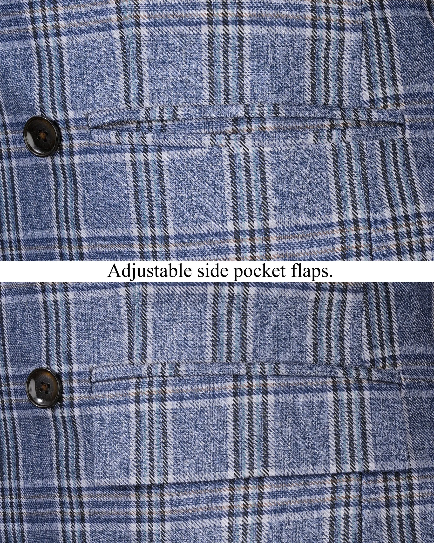 Bayoux Blue Plaid Double Breasted Blazer
