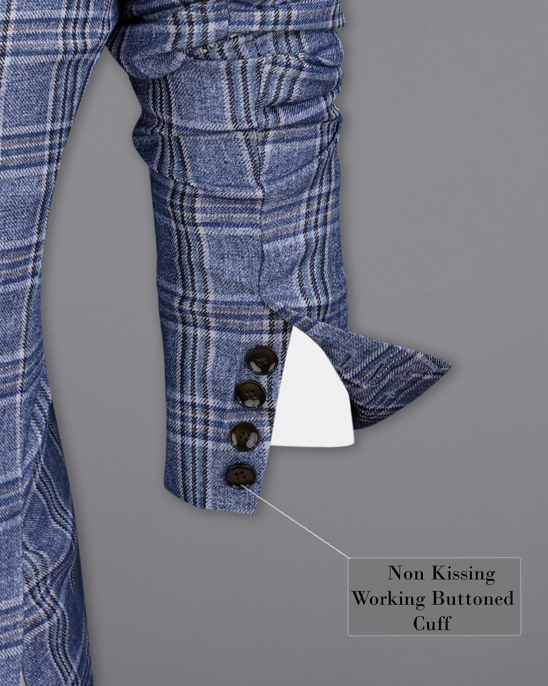 Bayoux Blue Plaid Double Breasted Blazer