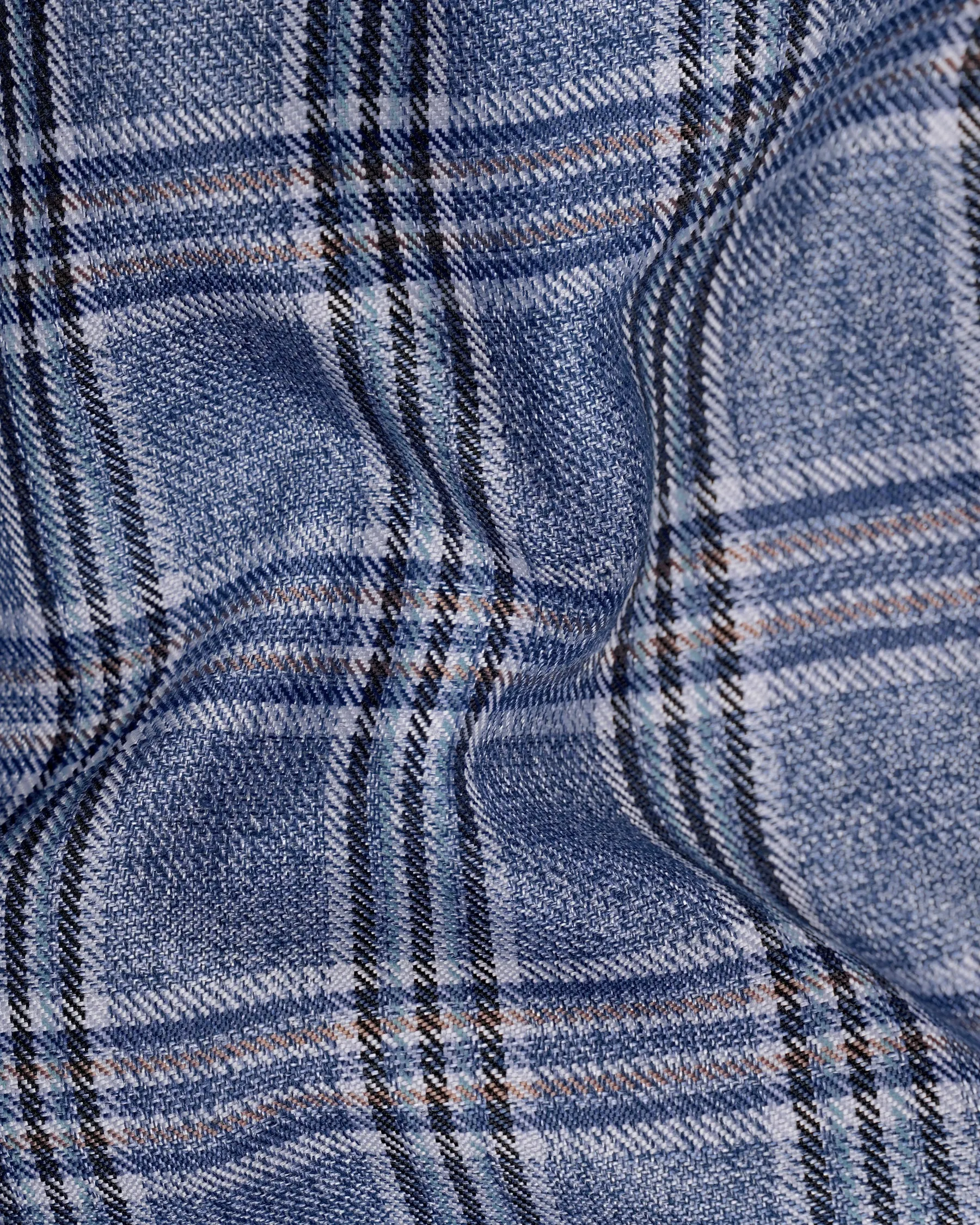 Bayoux Blue Plaid Double Breasted Blazer