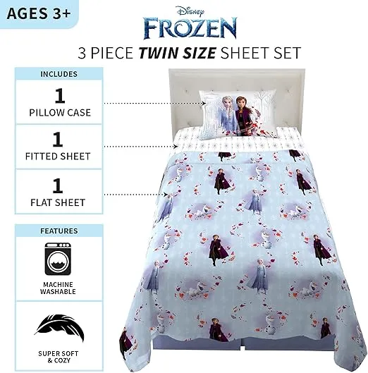 BEDSHEET SET-TWIN/FROZEN 2 FRANCO 942/