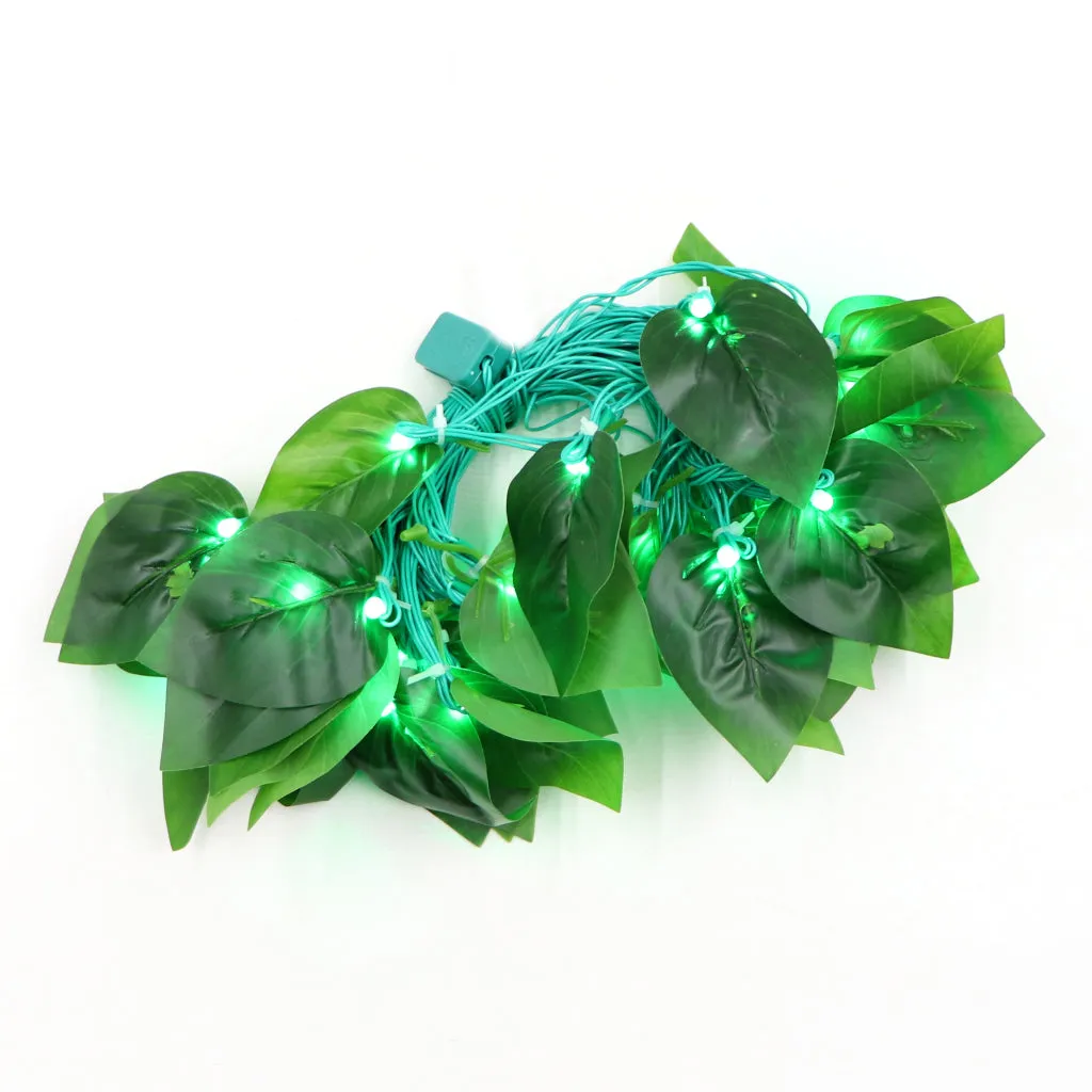 Big Dark Green Leaf 38 LED String Fairy Lights