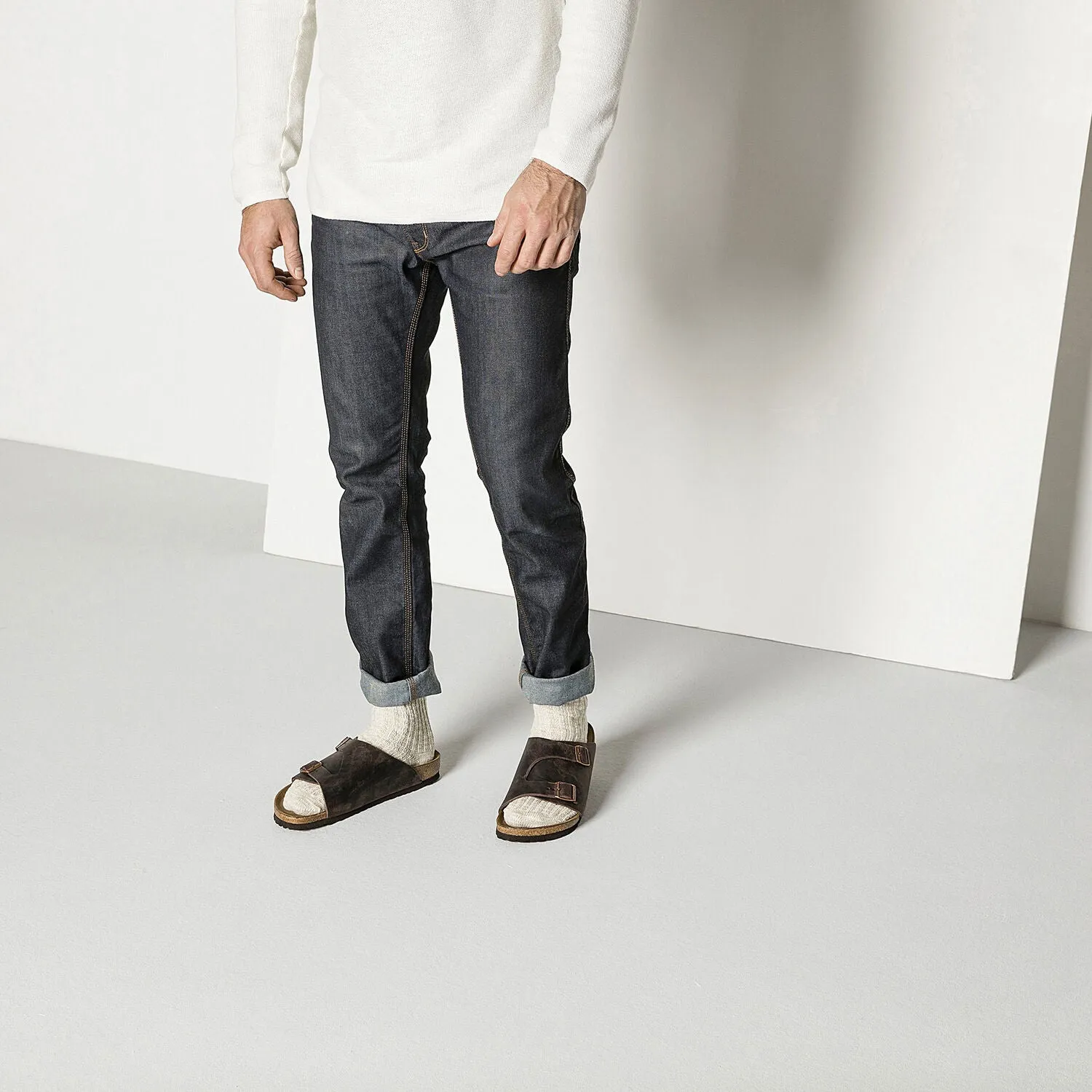 BIRKENSTOCK MENS COTTON SLUB SOCK BEIGE