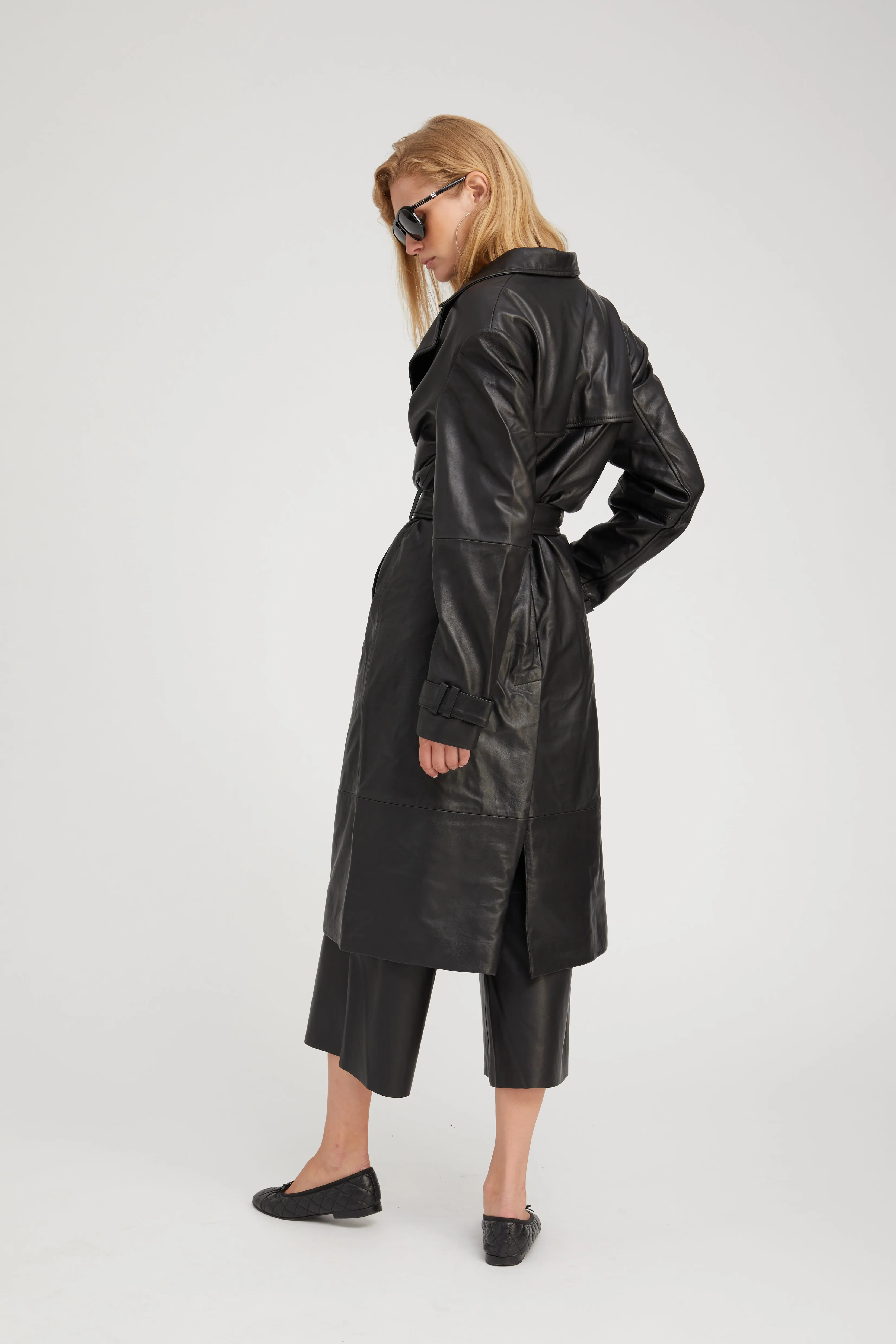 Black Leather Trench Coat