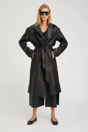 Black Leather Trench Coat