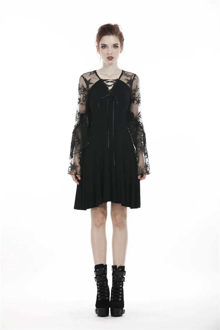 Black sexy star mesh casual dress DW261