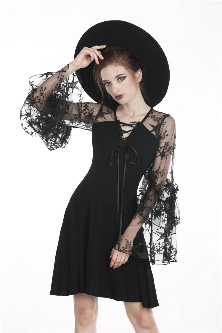 Black sexy star mesh casual dress DW261