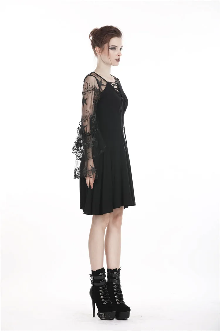 Black sexy star mesh casual dress DW261