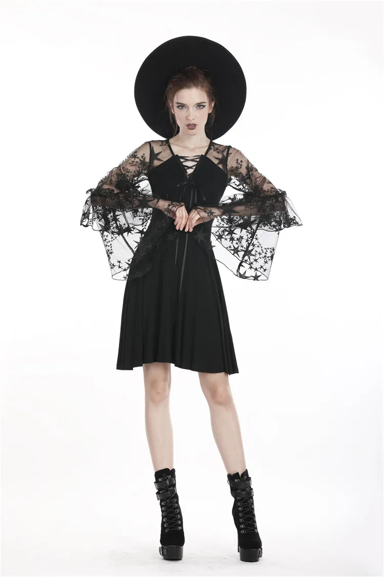 Black sexy star mesh casual dress DW261
