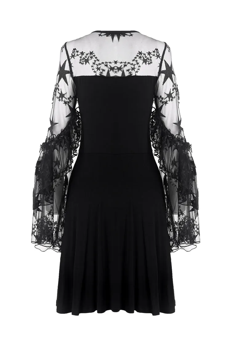 Black sexy star mesh casual dress DW261