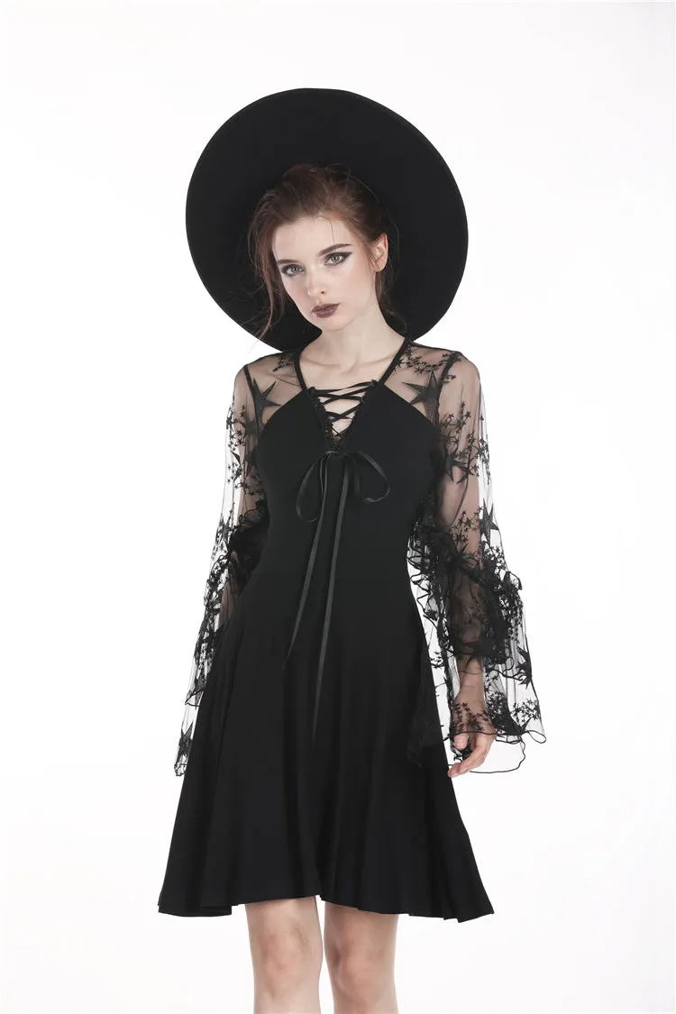 Black sexy star mesh casual dress DW261