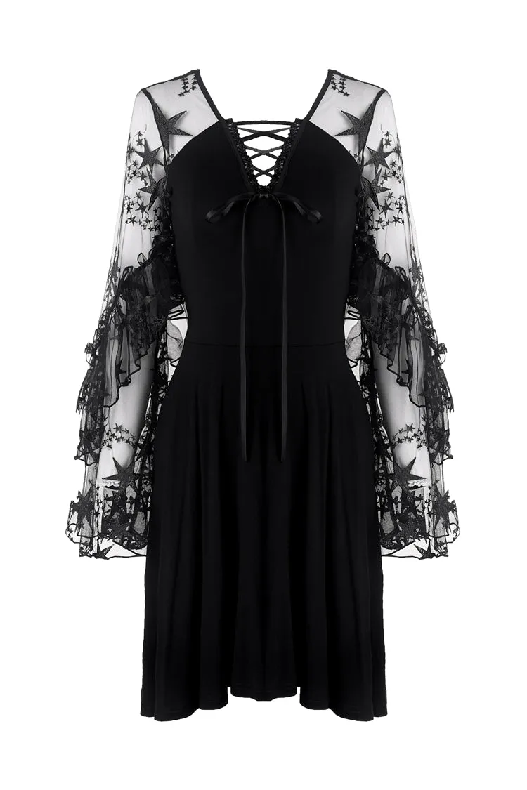 Black sexy star mesh casual dress DW261