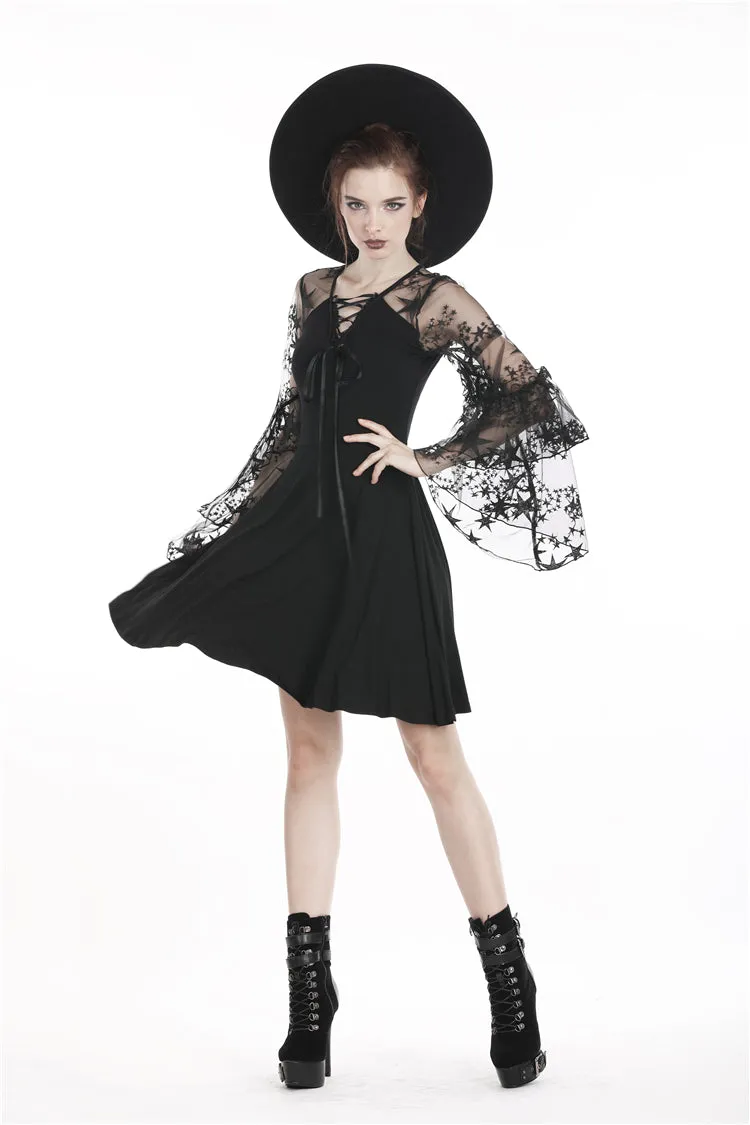 Black sexy star mesh casual dress DW261