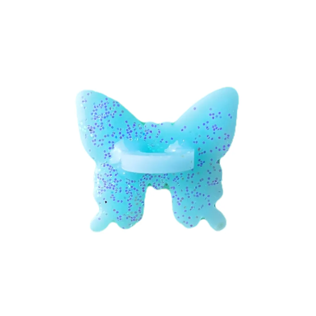 Blue Glitter Butterfly Stick-On Hook