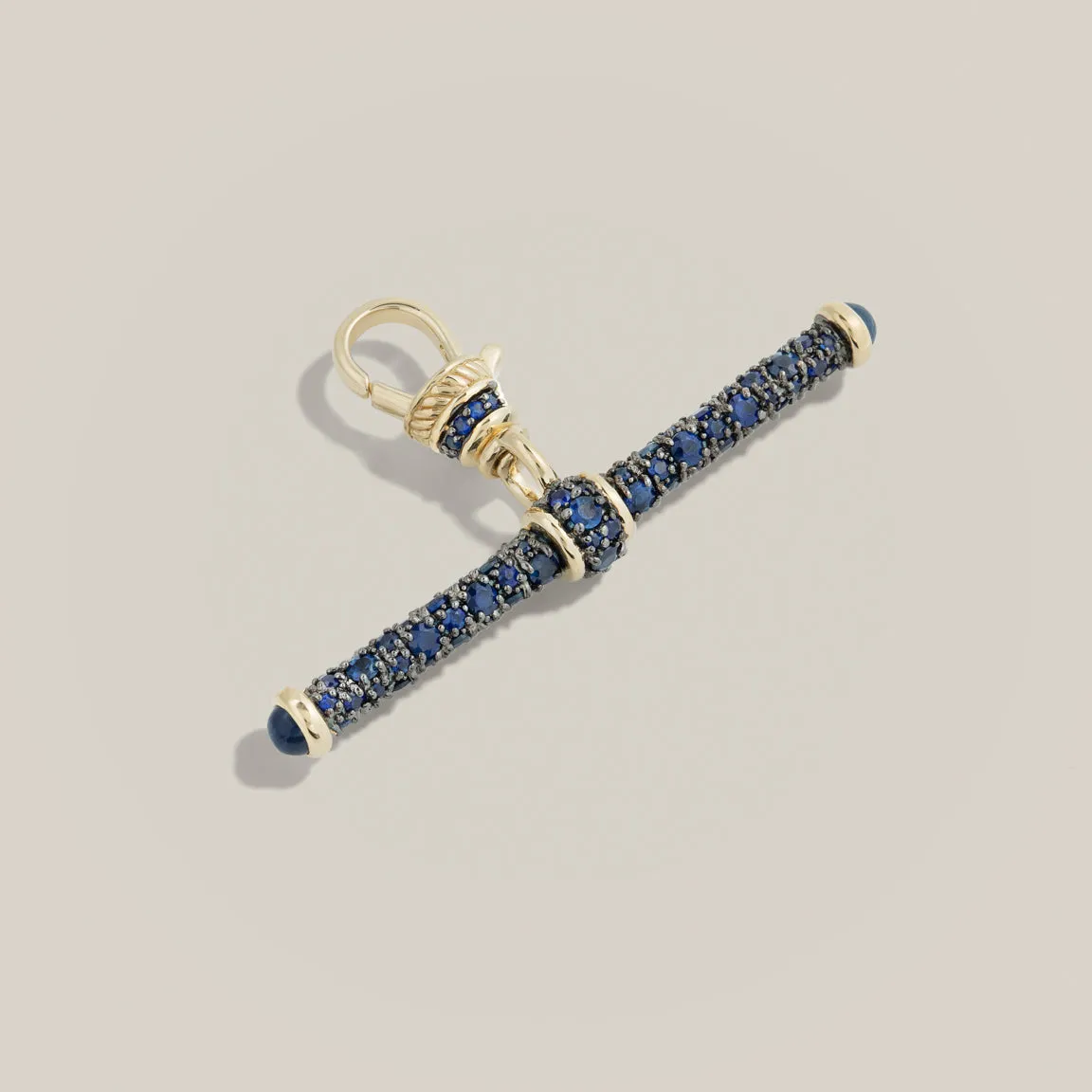 Blue Sapphire Pavé T-Bar Clip Pendant