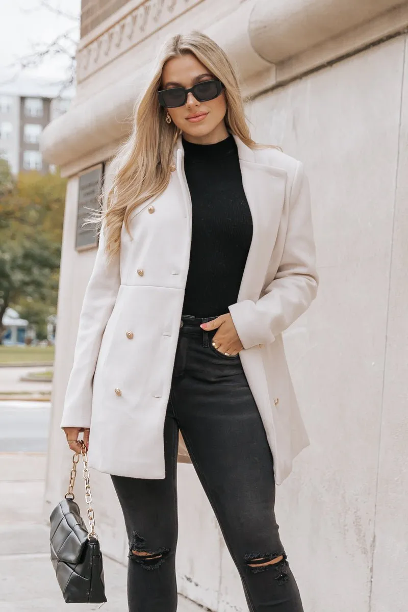 Bone Double Breasted Peacoat