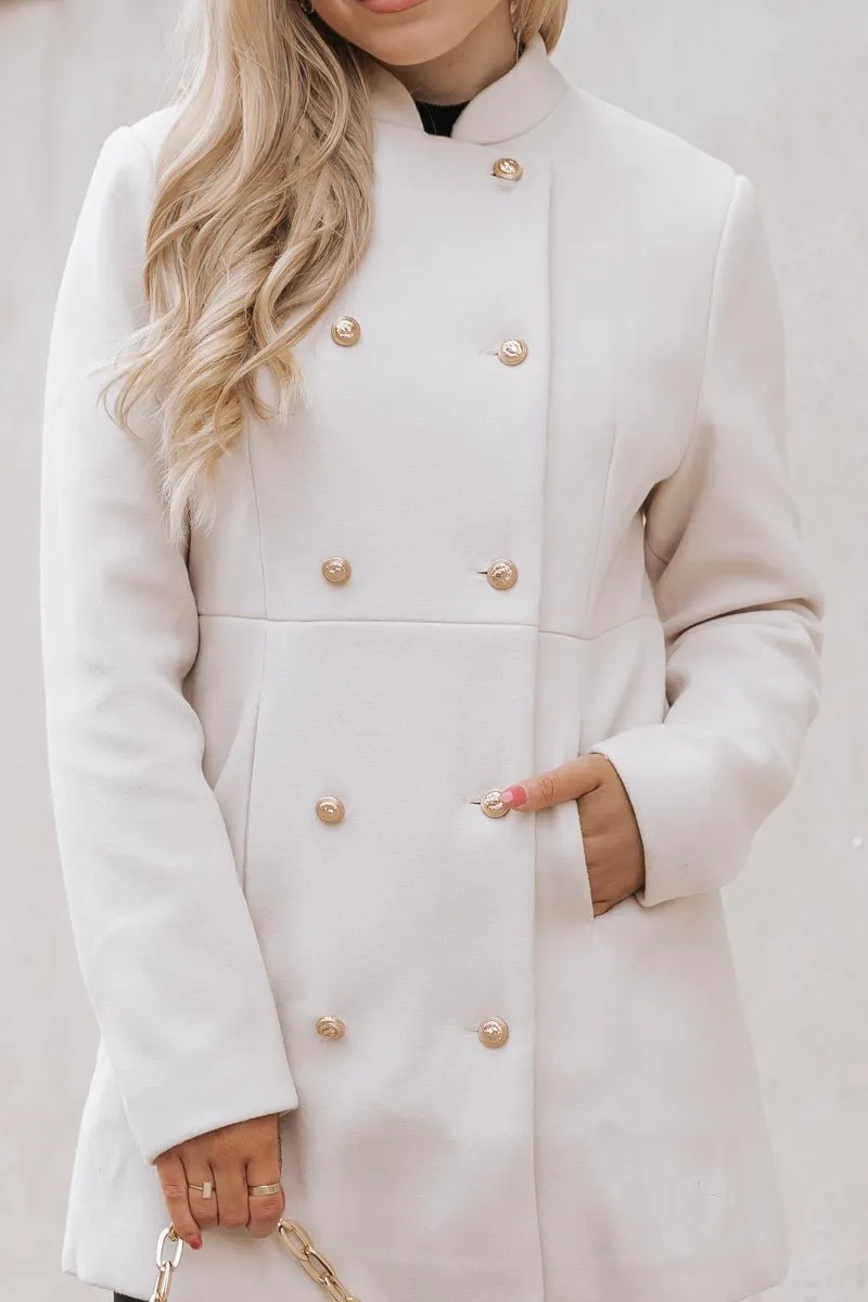 Bone Double Breasted Peacoat
