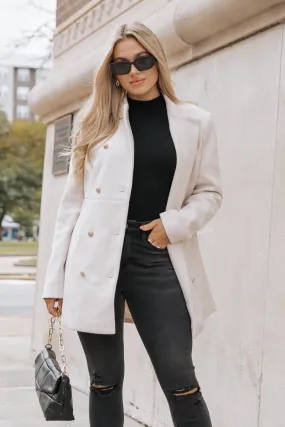 Bone Double Breasted Peacoat