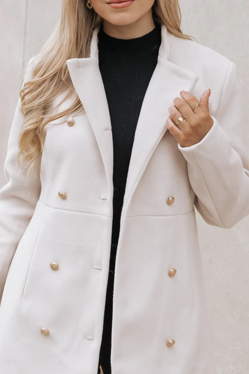 Bone Double Breasted Peacoat