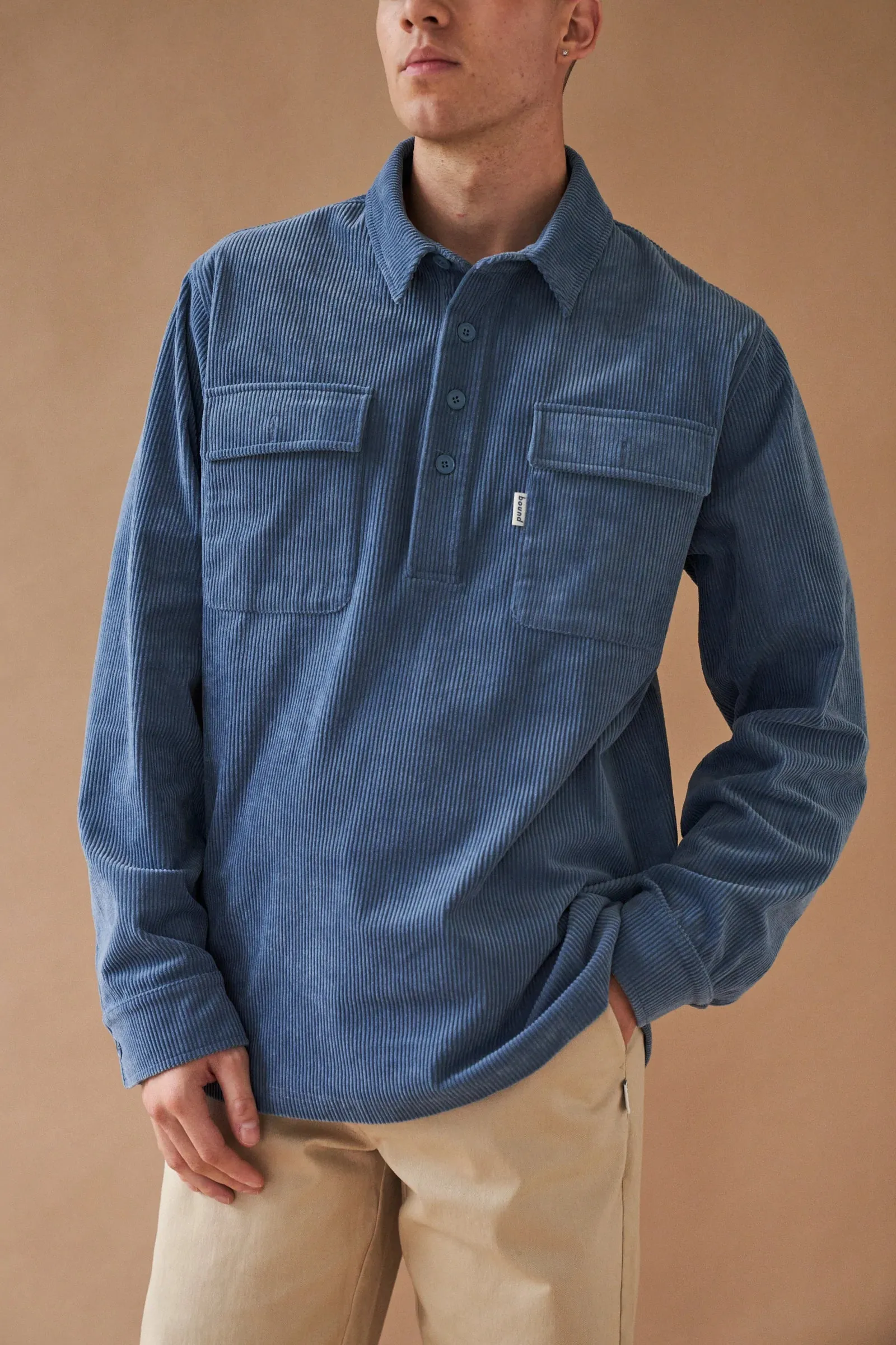 bound 'Steel Blue' Corduroy Overshirt