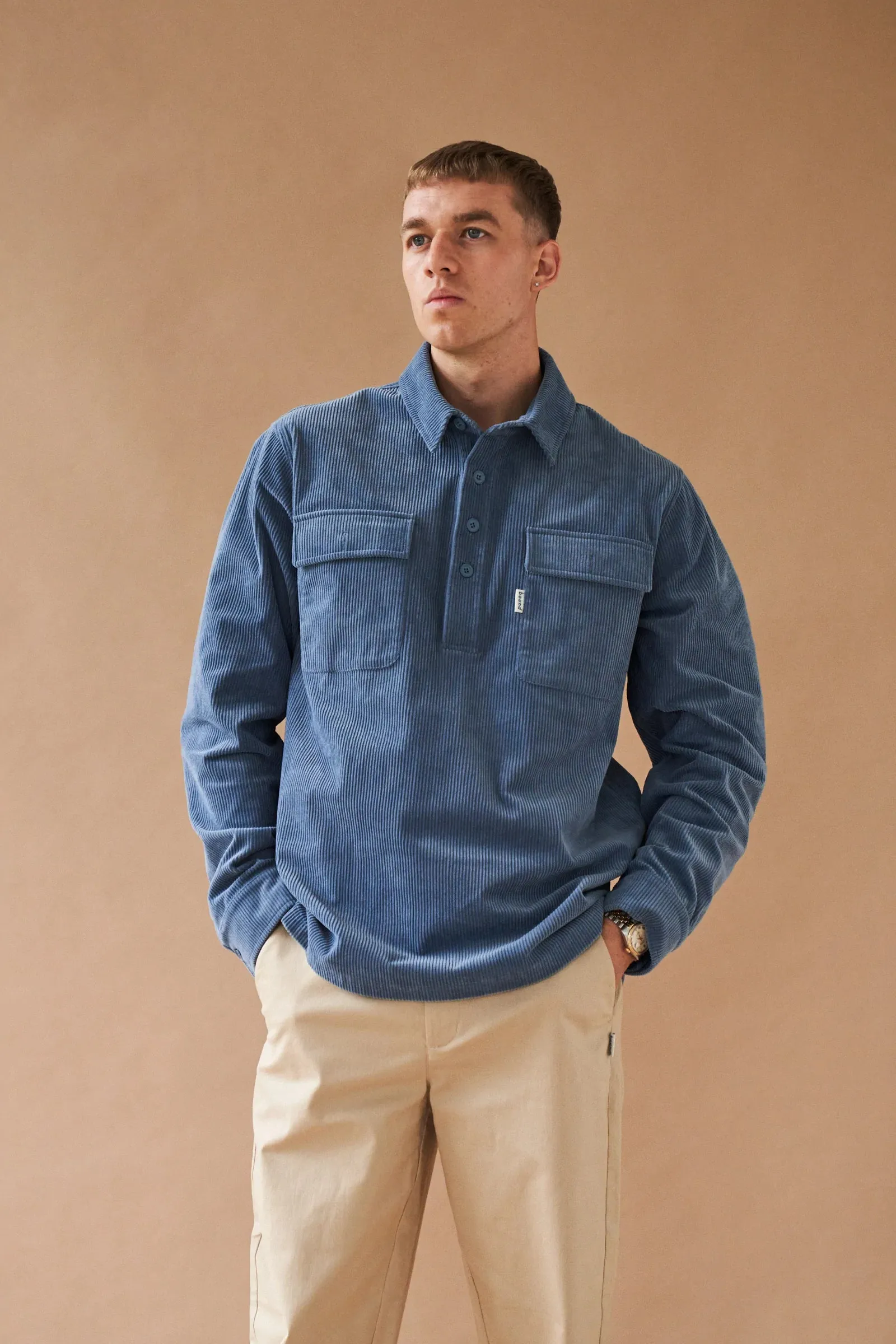 bound 'Steel Blue' Corduroy Overshirt