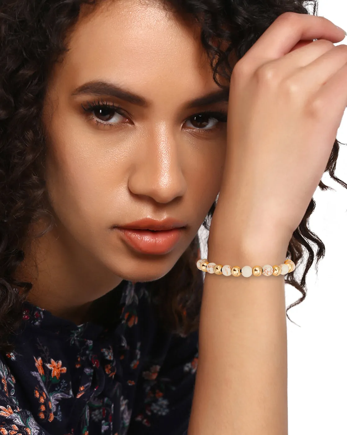 Carlton London Gold Plated Elasticated Bracelet For Women