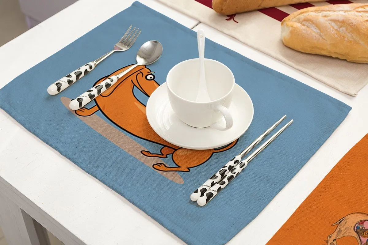 Cartoon Dachshund Cotton Placemats for Dining Table